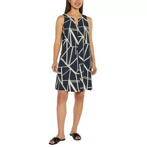 Banana Republic Geometric Sleeveless Dress in Navy and White